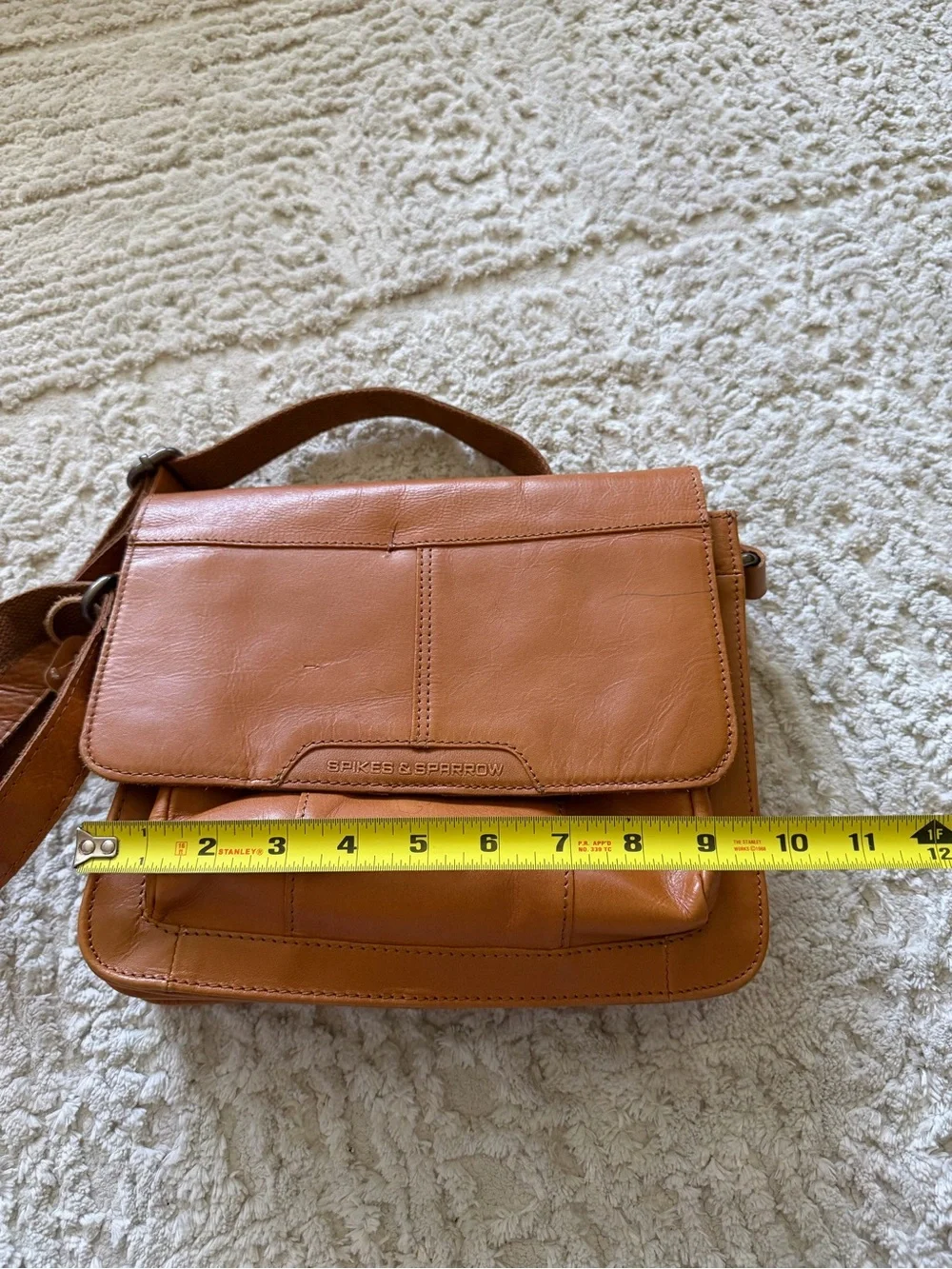 Spikes & Sparrow brown leather messenger bag